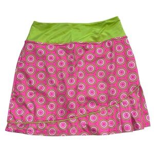 Birdies & Bows Women's Skort‎ Size S Small Pink Lime White Floral Print